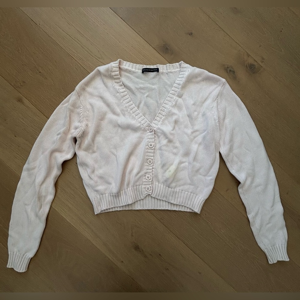 brandy melville light pink button sweater